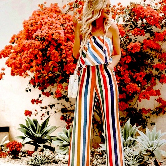 VICI COLLECTION carousel striped pocketed jumpsuit - Picture 2 of 14